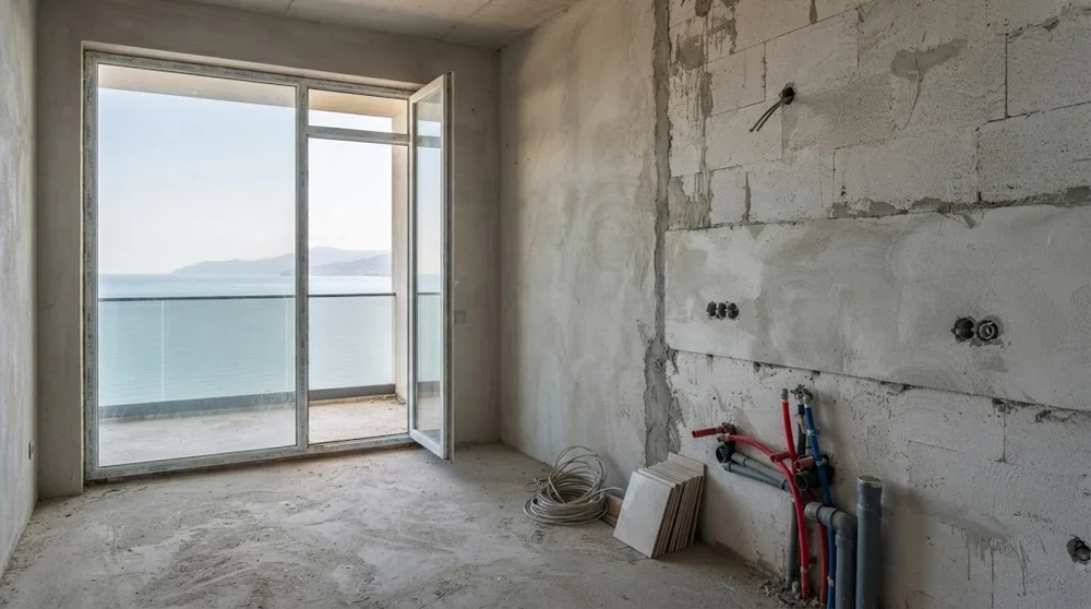 Studio non aménagé avec raccordements visibles à Kvariati