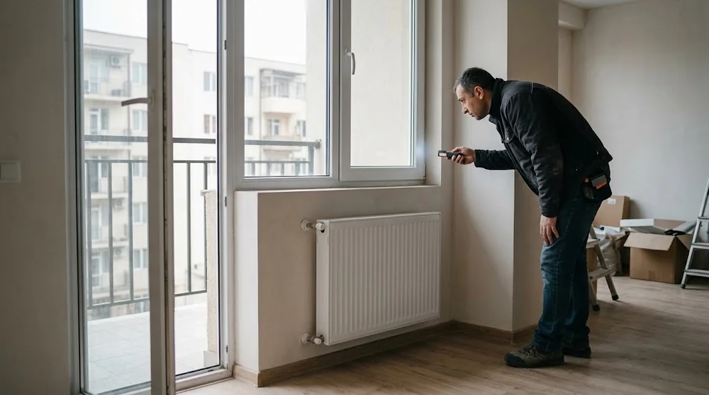 Contrôle des fenêtres, des murs et du chauffage dans un appartement